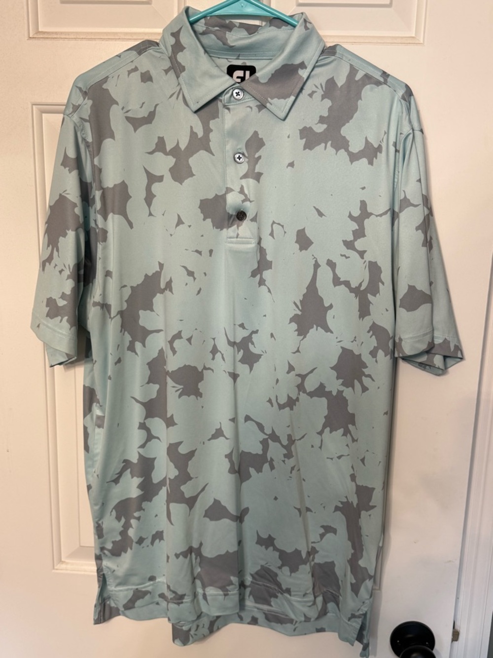 Footjoy Light Blue Abstract Golf Polo - Medium